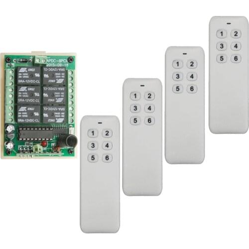 DC 12V 24V 6 CH Channels 6CH RF Wireless Remote Control Switch Remote Control System receiver transmitter 6CH Relay 315/433 MHz