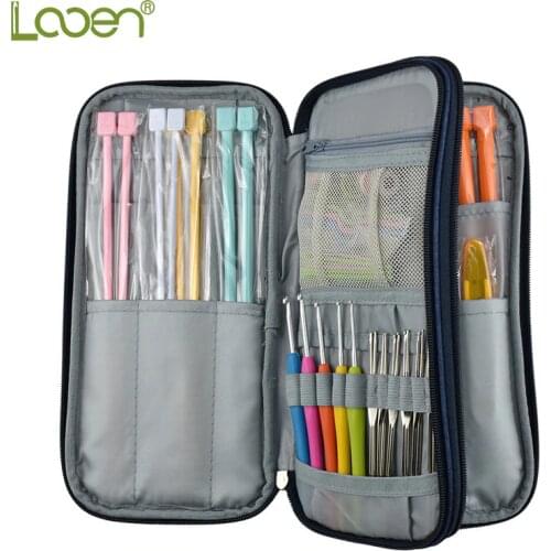 Looen Knitting Bag Empty Crochet Hook Bag Storage Pouch Knitting Kit Case Organizer Bag For Sewing Crochet Needles Scissors