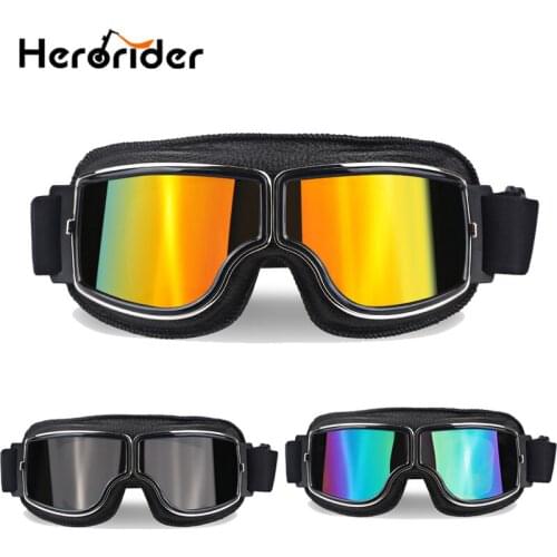 FISHBERG Retro Vintage Motorcycle Goggles Glasses Scooter Moto Vintage Helmet Goggles