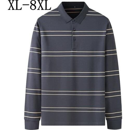 8XL 7XL 6XL Brand Clothing 2021 New Autumn High Quality Striped Polo Shirt Men Fashion Mens Polos Casual 100% Cotton Male Shirts