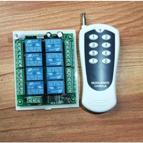 Universal DC 12V 10A relay 8CH RF Wireless radio remote control switch Receiver& Transmitters 433mhz