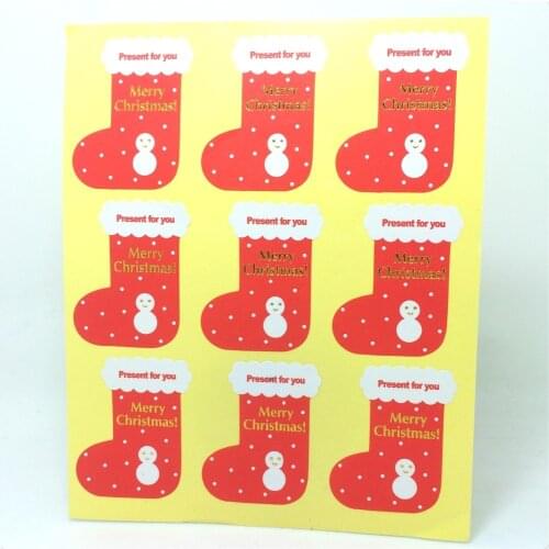 Packaging Christmas series red christmas socks sealing paste gift packaging decoration stickers 90PCS/LOT