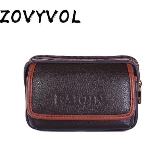 ZOVYVOL Vintage Waist Bag Multi-function purse Wear belt pocket vintage men waist bag cow leather phone coin card fanny pack