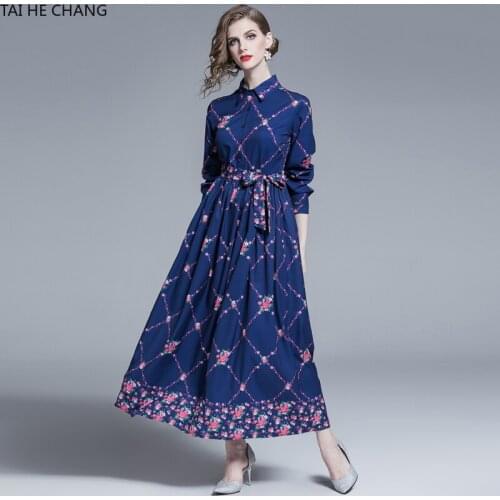Women Dress Summer Spring Elegant Bodycon Formal Vintage A-line Party Casual Runway Print Long Sleeve Maxi Office Work Dresses