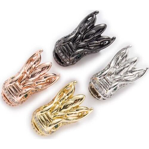 1 Piece Micro Inlays Zircon Dragon Shaped Copper Beads For Jewelry Making Women Children DIY Bracelet Necklace Findings 21x12mm