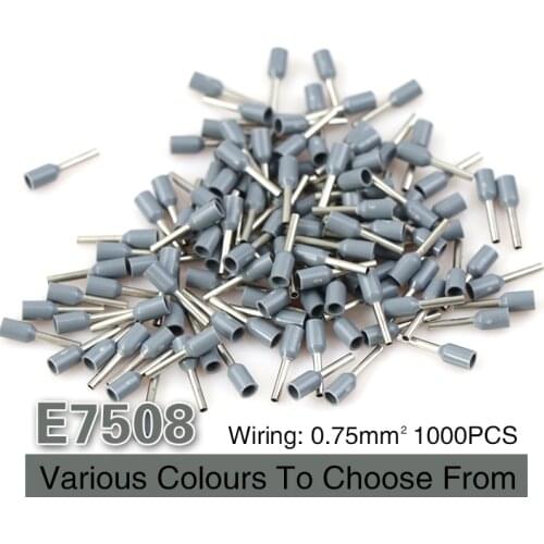 1000PCS E7508 Wire Connector Terminator Crimp Connector Conector Eletrico Terminais Tubular Terminale Cable Terminales Set