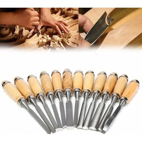 12pcs Professional Wood Carving Chisel Knife Hand Tool Set For Basic Detailed Carving Woodworking Hand Tools Set