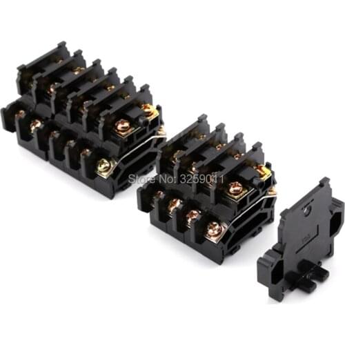20PCS Suyep TBD-20A 20A/600V Rail Mounted Assembled Double-deck Wire Terminal Block for Cable Connector black