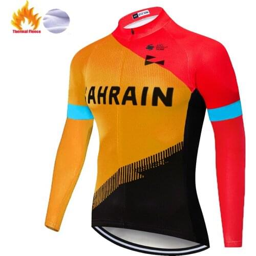 2020 pro team bahrain mclarening Cycling Jersey Winter Thermal Fleece Bicycle maillot manga larga Warm Moutain bike shirt