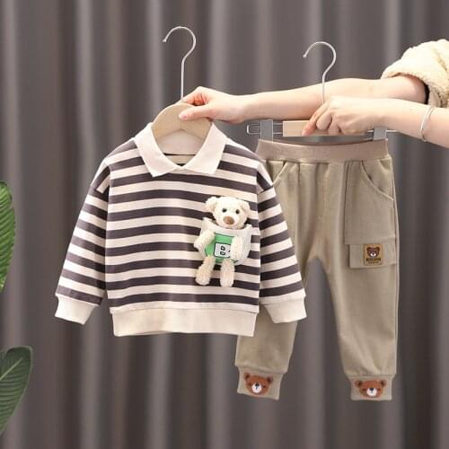 2021 Spring Autumn Baby Boys Girls Clothes Set Striped Casual Toddler Clothing Suit Kids Tracksuit Infant Outfit 1 2 3 4 Years