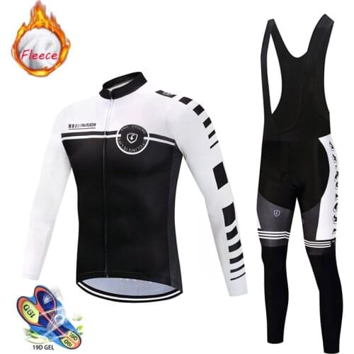 2021 Winter thermal fleece Cycling Clothes men Jersey suit outdoor bike MTB clothing Bib Pants set ropa ciclismo hombre