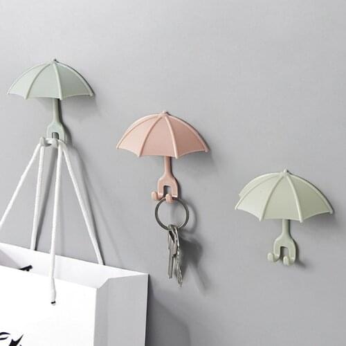 3pcs Cute Umbrella Wall Hanger Toothbrush Holder Razor Socket Hook Men Shaving Shaver Shelf Organizer
