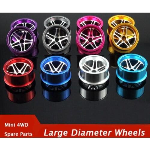 Free Shipping 4 Pcs Self Made Aluminium Alloy Large Diameter Narrow Wheels for Tamiya Mini 4WD RC Car Models