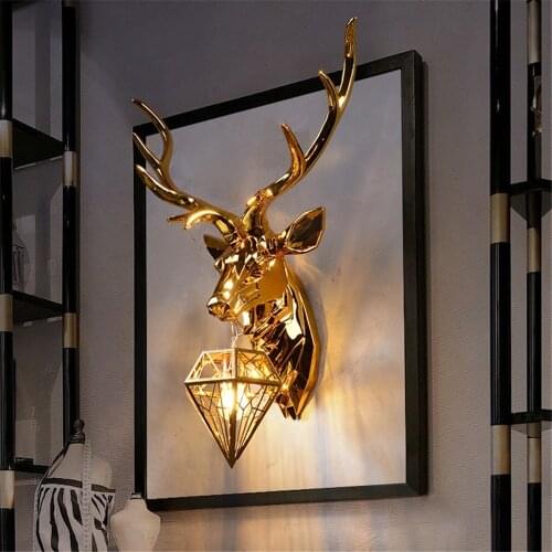 American Retro Deer Wall Lamp Antlers Wall Light Fixtures Living Room Bedroom Bedside Lamps Home Indoor Sconce Decor Luminaire