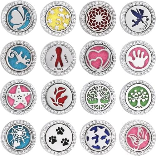 Aromatherapy 18mm Snap Buttons Perfume Locket Stainless Steel Essential Oil Diffuser Tree Of Life Snap Button Bracelet Jewelry