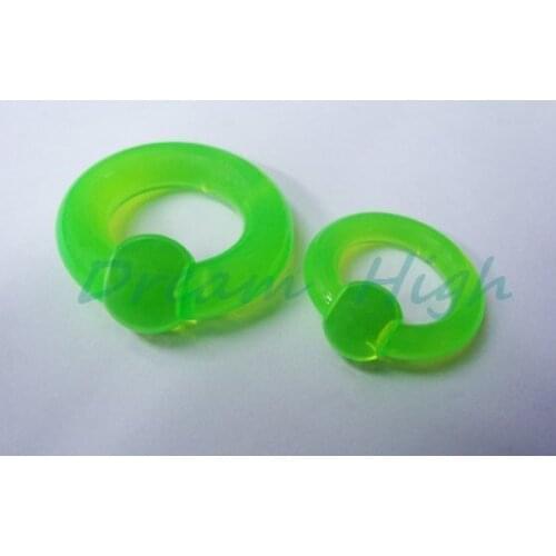 New Arrival Ear Plugs BCR Green Ear Ring Ear expander Transparent Body Piercing Jewelry 100% Guaranteed