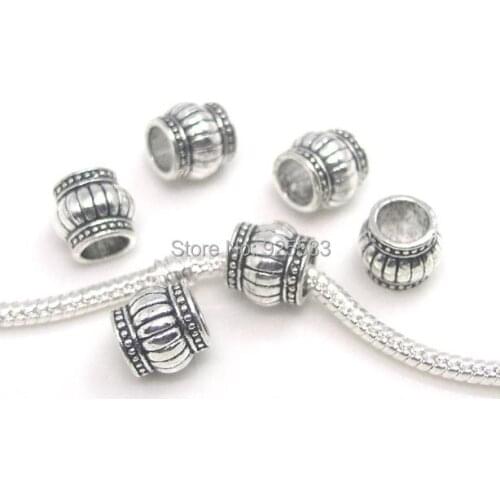 Free Shipping 50pcs 10x10x9mm antique silver plated pumpkin design big hole beads new design for European bracelet DIY