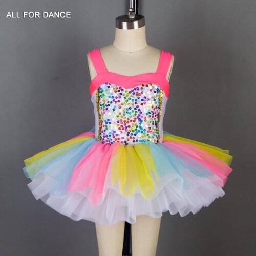 Color sequin top bodice kid dance costumes ballet tutu Girl stage performance ballet costume tutu ballerina tutu