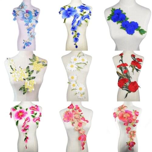 Colorful collar Venise Floral Embroidered Applique Trim Decorated Lace Neckline Collar Sewing Patches Scrapbooking