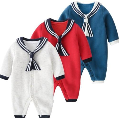 Baby Winter Jumpsuits Navy Style One Pieces Baby Clothes White/Blue Sweater For Newborns Girl/Boy Outdoor Clothes Infant Rompers