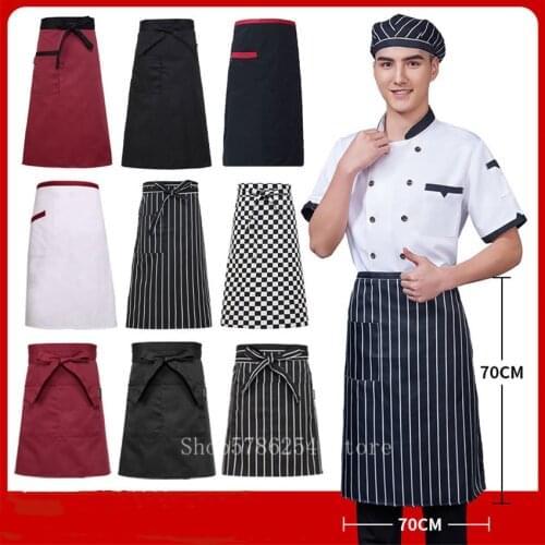 Adult Chef Apron Men Restaurant Waiter Kitchen Workwear Women Fashion Breathable Cook Uniforms Service Clothes High Waist Apron