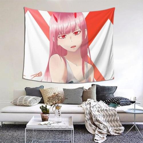 Zero Two Pink Girl 002 Goro Hiro Tapestry Anime Cosplay Tapestry Wall Bedspread Bohemian Home Decor For Living Room