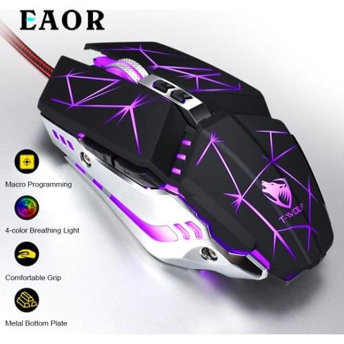 EAOR V7 Gaming Mouse Wrangler DIY Macro Programming Wired Mechanical Gaming Mouse Mice for Laptop Desktop PC PUBG Eating Chicken