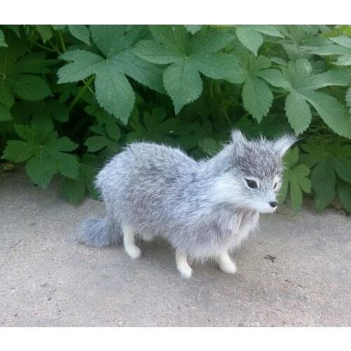 Cute simulation fox toy standing new fox gray polyethylene & furs doll gift about 16x12cm 2058