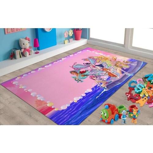 Winx Club Patterned Carpet ,Non Slip Floor Carpet,Teens Carpet,Turkish Rug