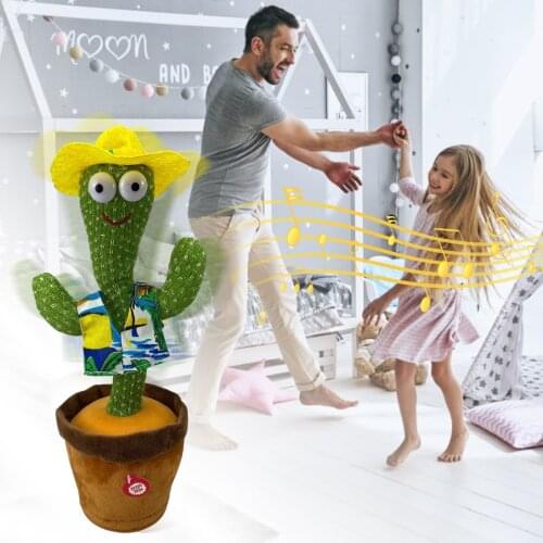 Cute Singing Dancing Cactus Plush Toy With 3 English Songs Electronic Shake Dancing Toy For Kids Early Education Toy