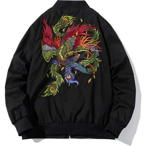 Yokosuka Souvenir Embroidered Bomber Jacket Men Phoenix Japan Ma-1 Pilot Coat Fashion Streetwear Branded Clothing 2021