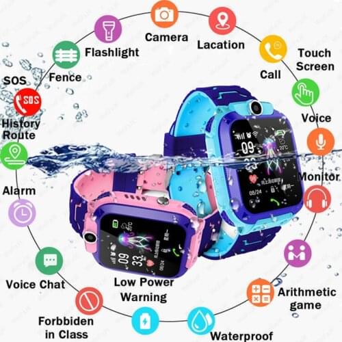 Childrens Smart Watch GPS SOS Phone Wrist Watch Kids Girl Smartwatch With Sim Card Photo Waterproof IP67 For IOS Huawei Android