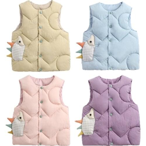 Autumn And Winter Warm Toddler Baby Girls Boys Cute Cartoon Animal Vest Children Cotton Outer Jacket For 1-6 Years Old Kids