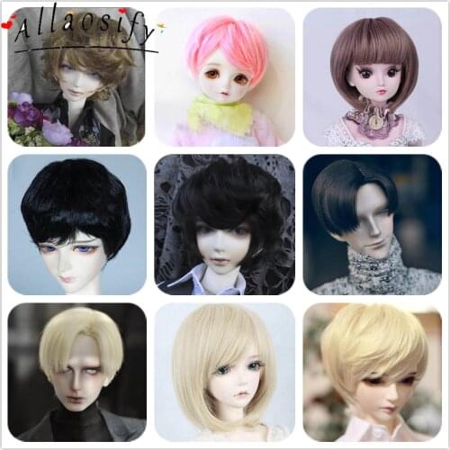 Allaosify BJD Wig 100% High Quality High Temperature Fiber Fashion Short Hair SD Wig Multiple Colour To Choose From 1/3 1/4