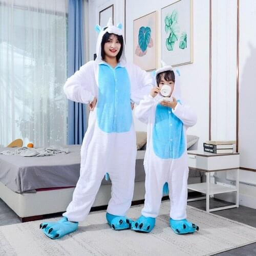 Unicorn Pajamas Unisex Adults Animal Stitch Totoro Onesies Women Pajamas Suit Cartoon Winter Unicornio Nightie Pyjamas Sleepwear