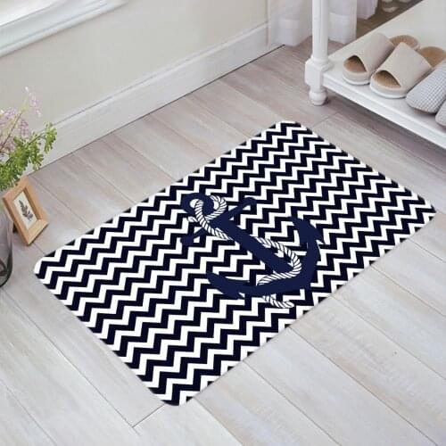 Anchor Geometry Blue Stripe Arrow Doormat Non-slip Rug Soft Bath Mats Bathroom Supplies Carpet Living Room