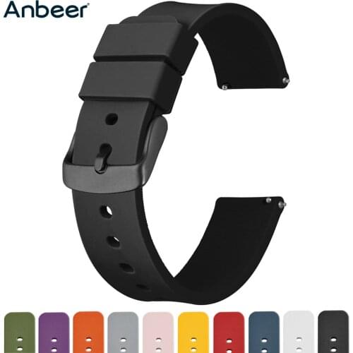 Anbeer Rubber Watchband 14mm 18mm 20mm 22mm 24mm Quick Release Replacement Bracelet Men Black Sport Silicone Watch Strap Bands