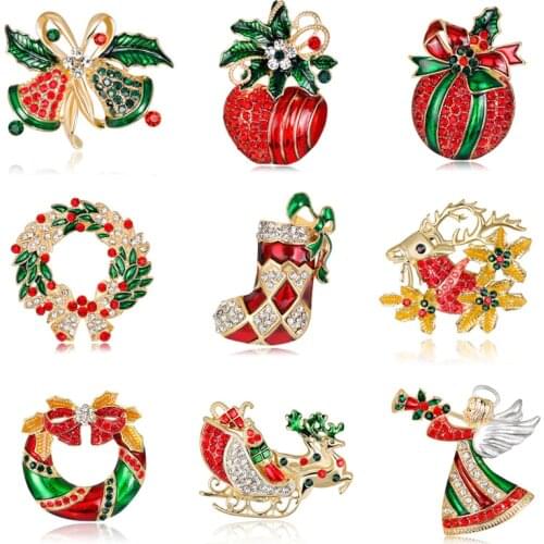 LUBOV luxury Exquisite Christmas Brooch Pin Snowman Santa Claus Boot Garland Fashion Jewelry Gift Christmas Decoration Brooch