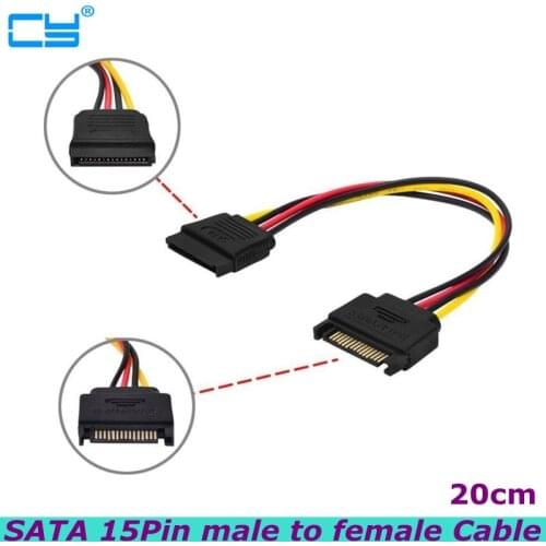 Best price SATA 15-pin male to female SATA hard drive power expansion extender Cabo cable for HDD SSD power cable 20CM