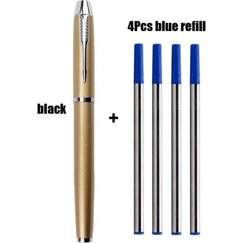 1Set Business Rolllerball Pen luxury Metal Ballpoint Pen Stationery Ballpen 0.5mm Blue Black Ink Refill Office & School Supplies