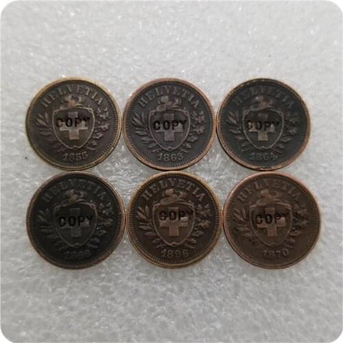 Switzerland:1855,1863,1864,1866,1870,1896 SWISS 1 CENT Coins COPY commemorative coins-replica coins medal coins collectibles