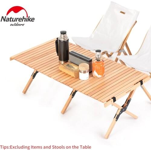 Naturehike Camping Table Folding Wood Roll Table Bearing 30kg Triangle Stable Garden Travel Hiking BBQ Equipment Mesa Plegable