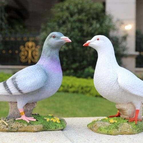 Resin Dove Pigeon Decor Garden Statue, 9 Inch, Full Color