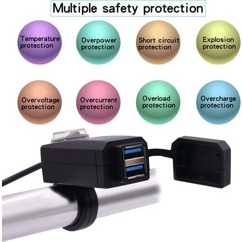 Universal QC3.0 USB Motorcycle Charger Moto equipment Dual USB Quick Change 12V Power Supply Adapter for iphone Samsung Huawei