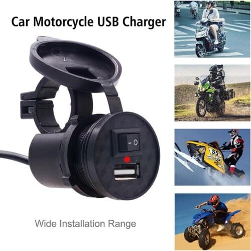 USB Phone QC 3.0 Fast Charging Motor Power Adapter with Switch Vehicle DC12V-24V Waterproo Battery Charging Units Auto Parts New