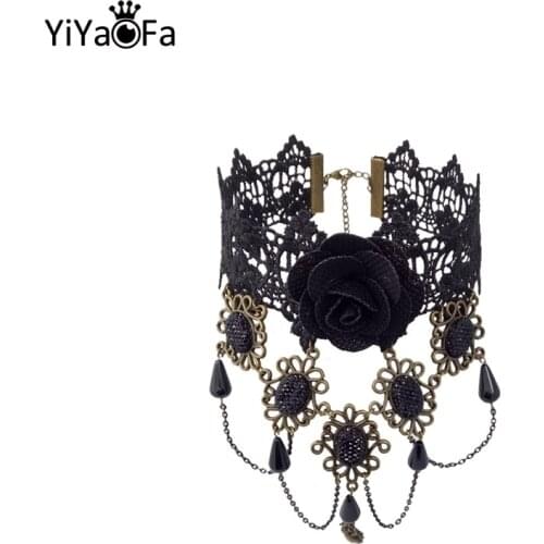 YiYaoFa Vintage Lace Choker Necklace Gothic Jewelry Collar Statement Necklace for Women Accessories Lady Party Jewelry GN-18