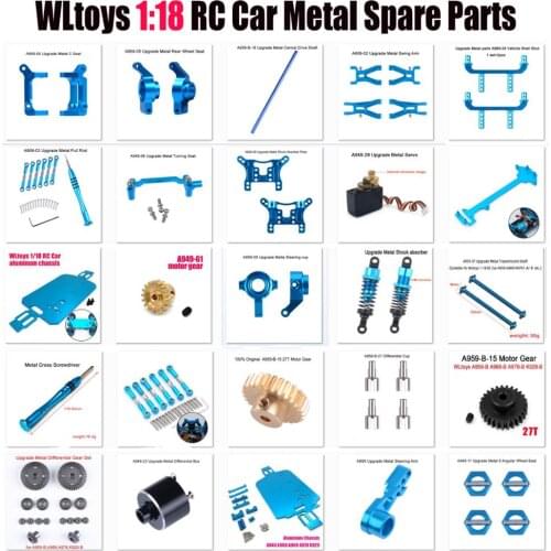 WLtoys 1:18 RC Car Spare Parts A959/A959-B/A969 Upgrade Metal Parts Alloy Accessories Shock Absorber/Gear/Servo/Rod/C seat etc