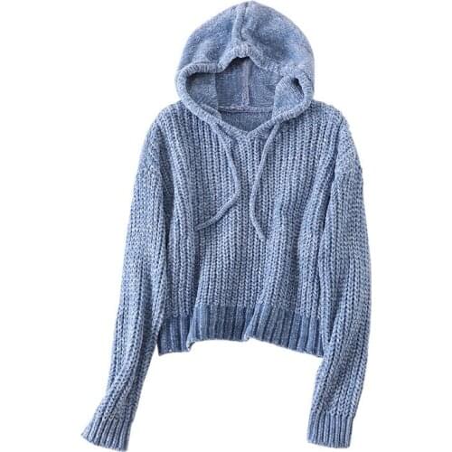 Womens autumn 2020 best-selling high-quality fashion solid color knit loose hooded womens jackets outdoor casual jackets