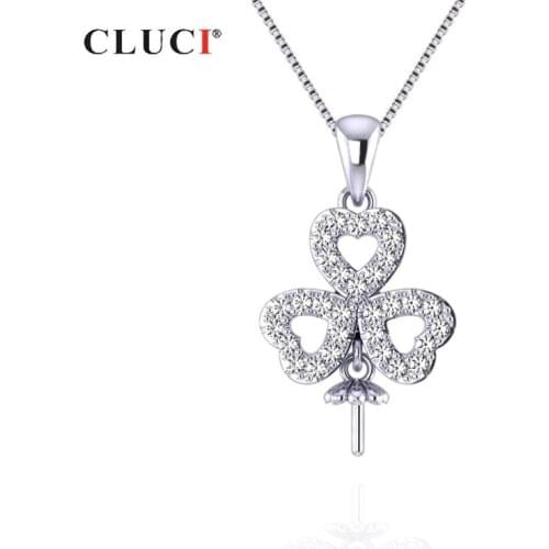 CLUCI Silver 925 Flower Pendant for Women Necklace Jewelry Making Simple Sterling Silver Zircon Flower Charms Pendant SP328SB