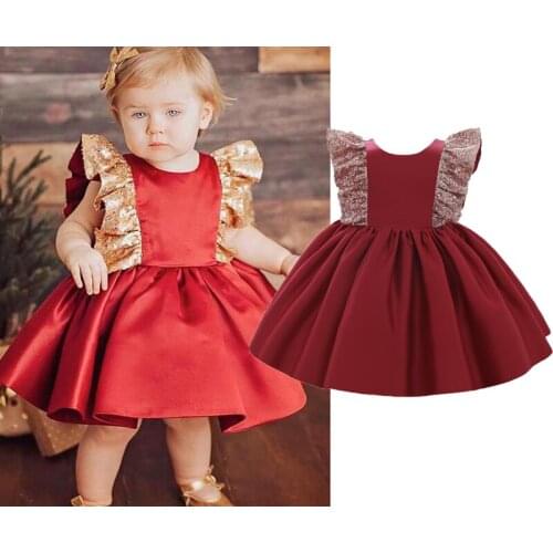 Boiiwant 1-7Y Girl’s Summer Vest Style Dress Fashion Solid Color Sequin Bow Backless A-line Princess Dress Party Dress for Kids